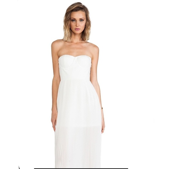 🔥MOVING SALE🔥 Blaque Label ivory Sweatheart bustier accordion maxi dress small - Picture 2 of 11